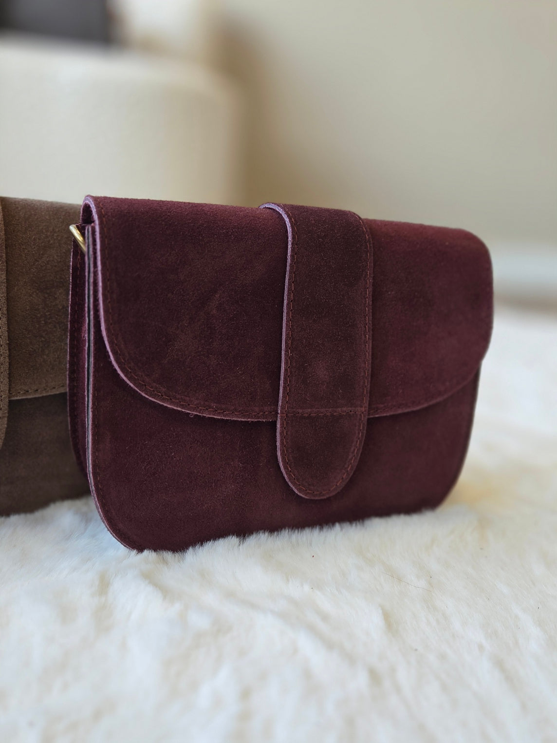 Maan - Suede Crossbody Burgundy