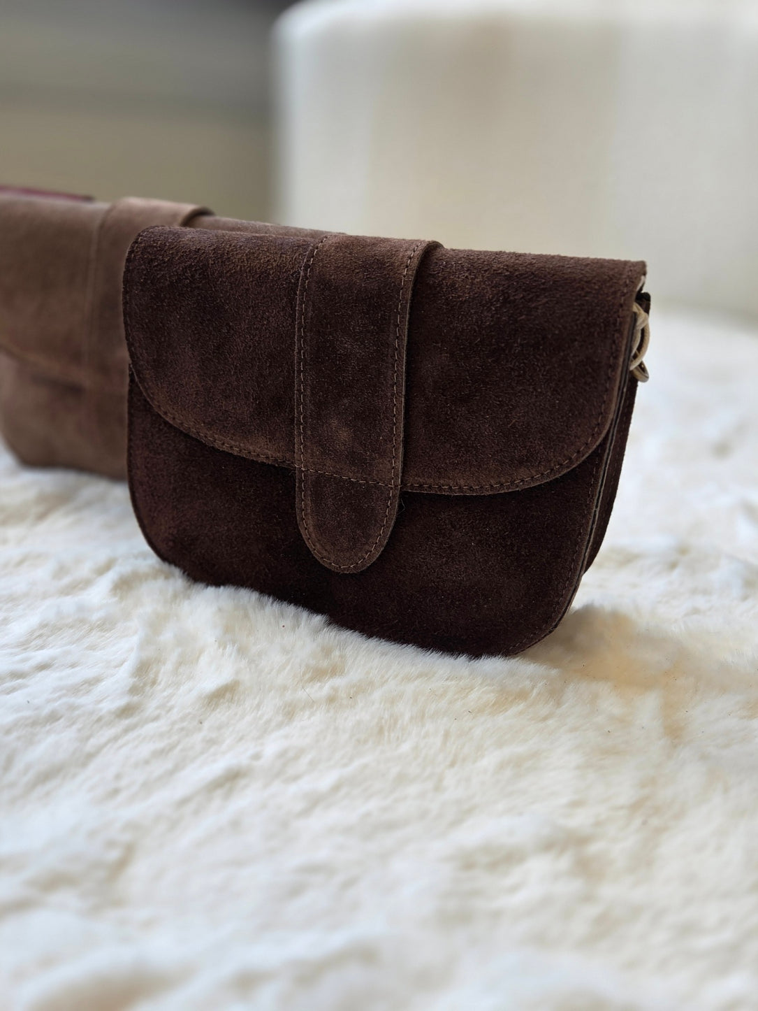 Maan - Suede Crossbody Dark Chocolate
