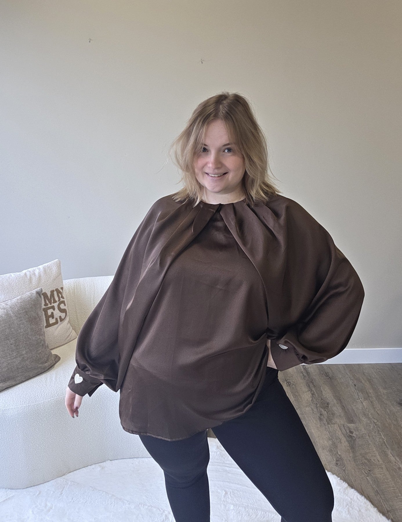 Satin Look Blouse Met Hartjes (In 2 kleuren)