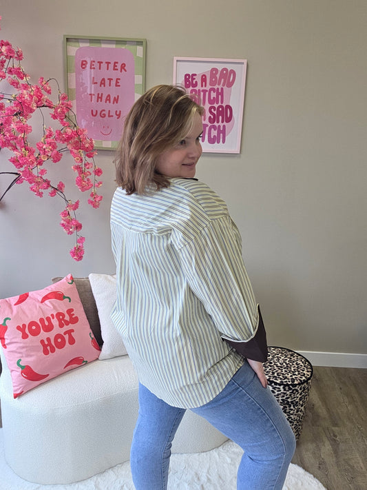 Stripe Blouse met Strikjesmouw (in 3 kleuren)
