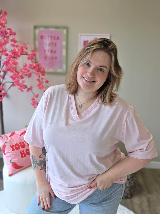 Eigen label V-hals shirts (In 2 kleuren)