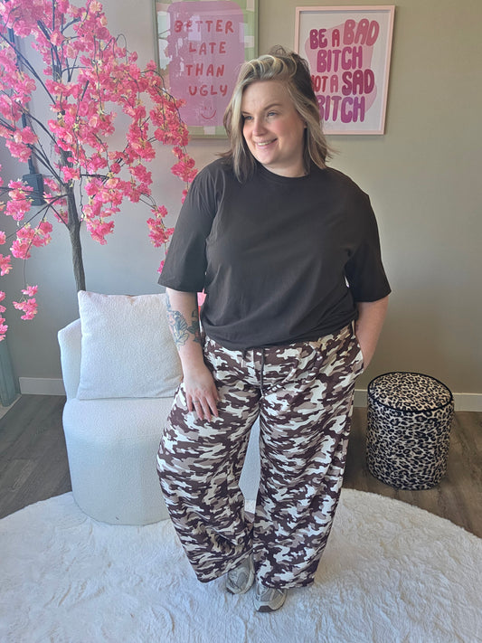 Camo plooi broek bruin