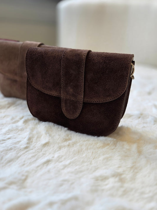 Maan - Suede Crossbody Dark Chocolate