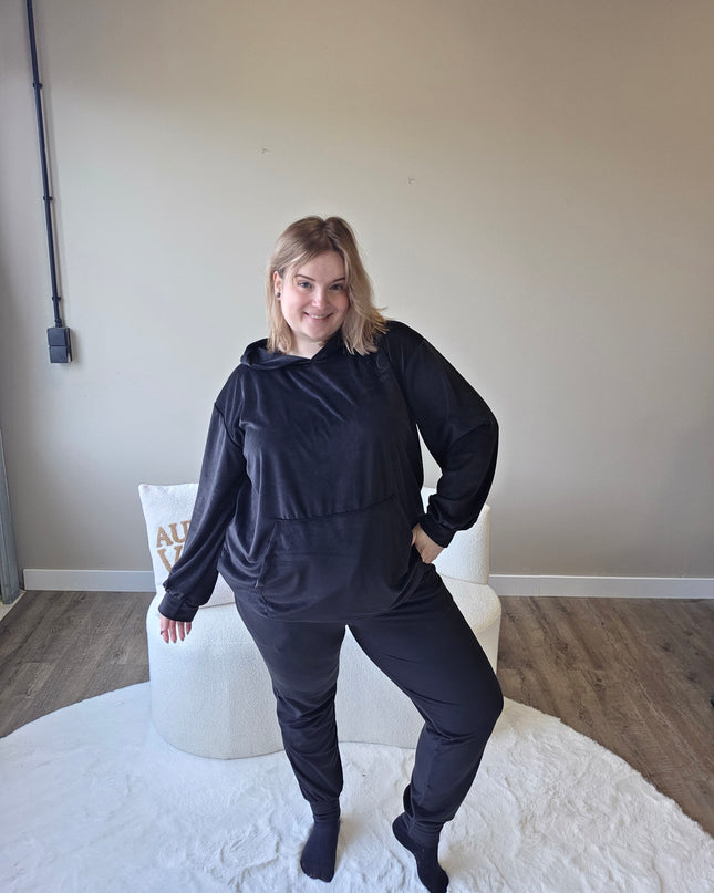 NC Loungewear Samtanzug, Schwarz