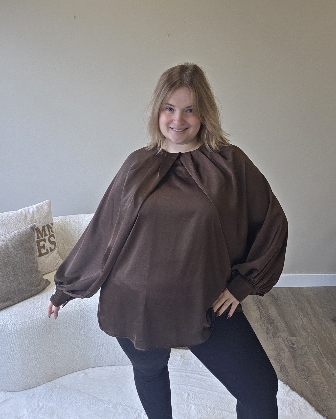 Satin Look Blouse Met Hartjes (In 2 kleuren)