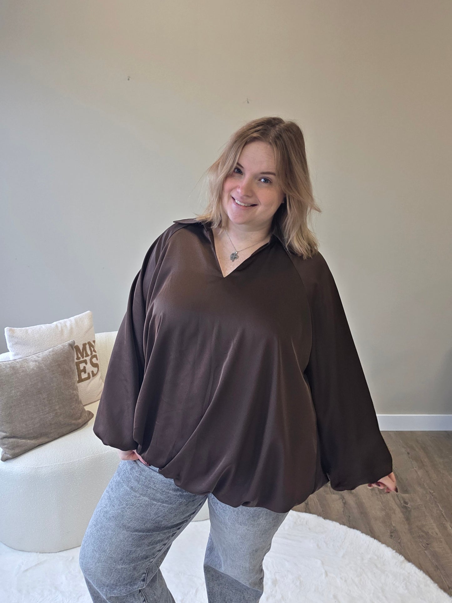 Pofmouwblouse (in 2 kleuren)