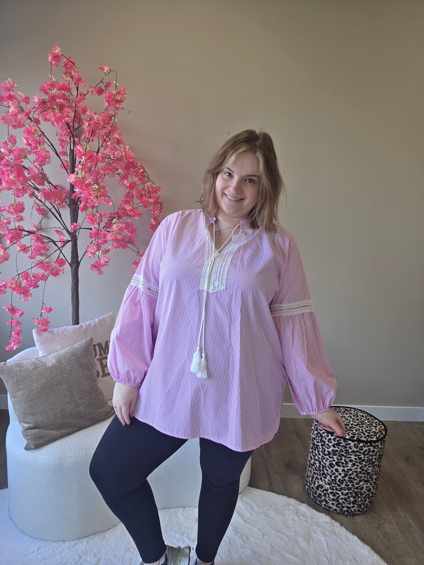 Streep blousjes met kant (In 3 kleuren)