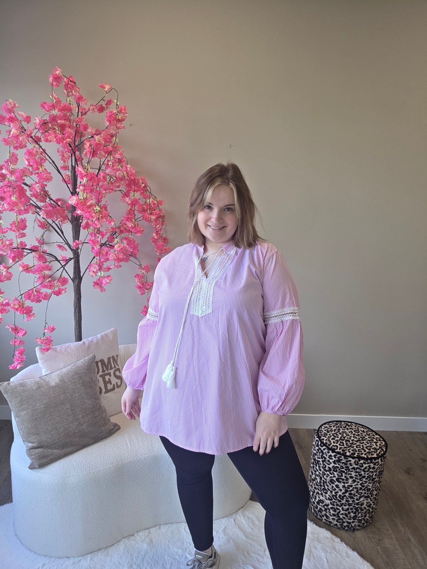 Streep blousjes met kant (In 3 kleuren)