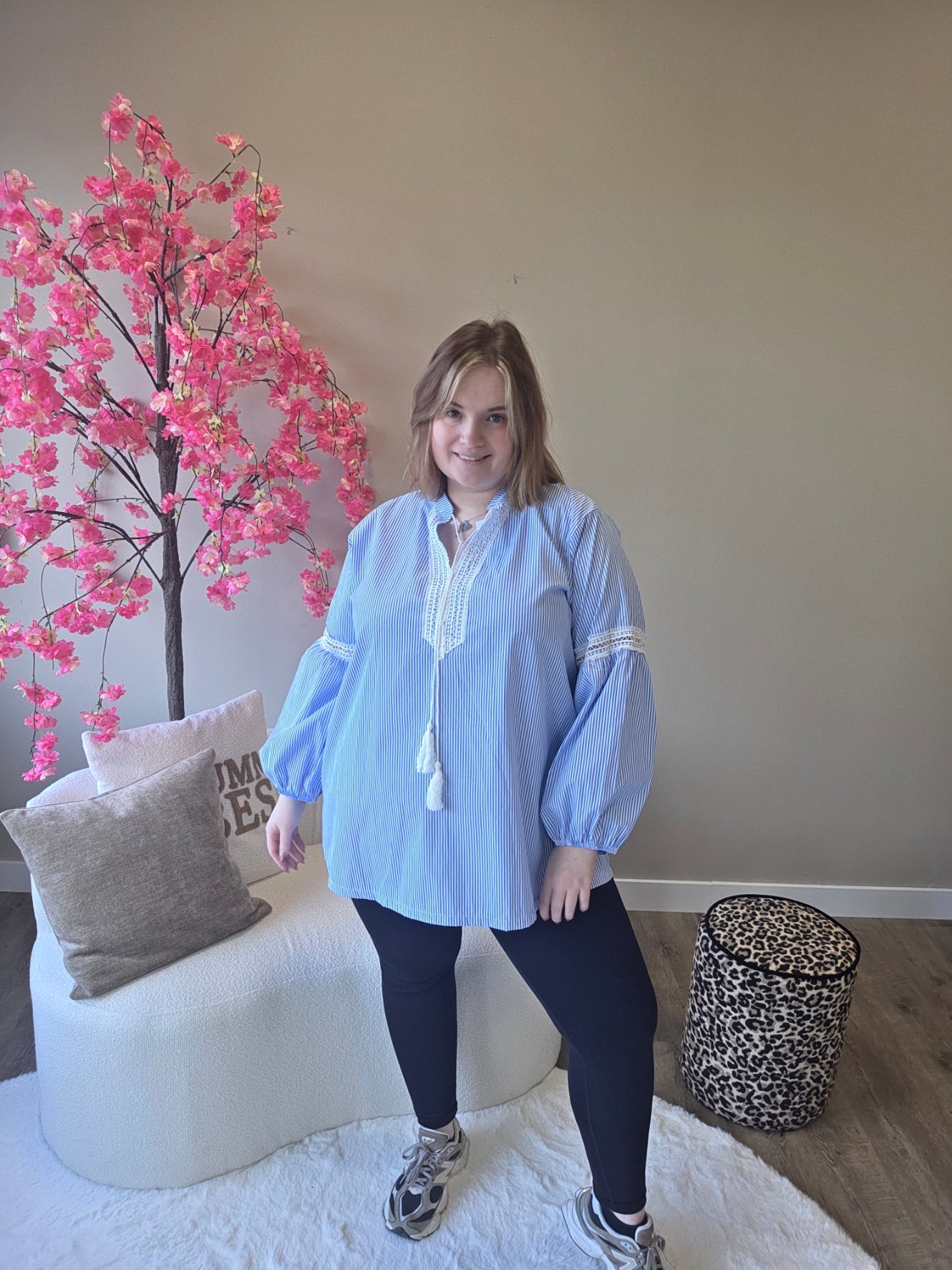 Streep blousjes met kant (In 3 kleuren)