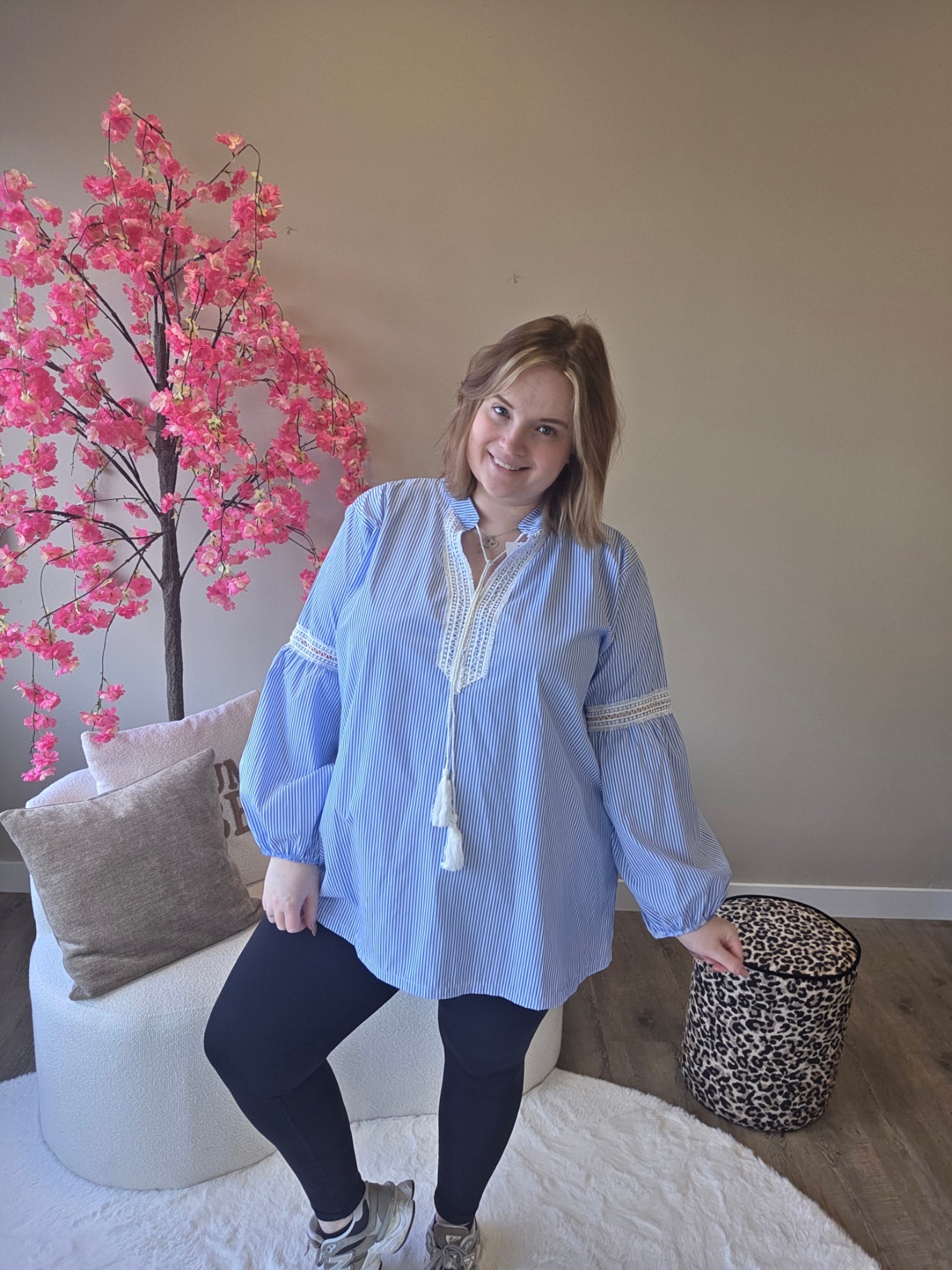 Streep blousjes met kant (In 3 kleuren)