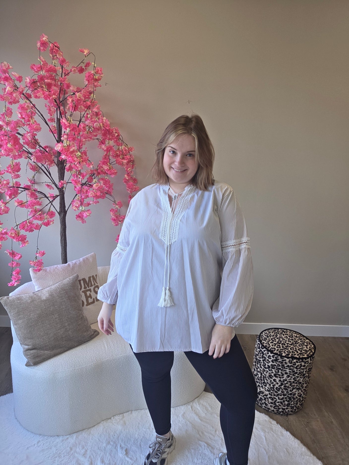 Streep blousjes met kant (In 3 kleuren)