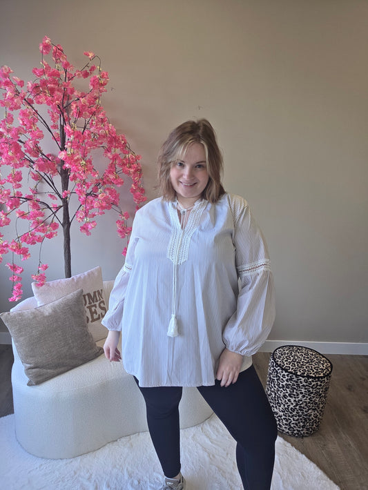 Streep blousjes met kant (In 3 kleuren)