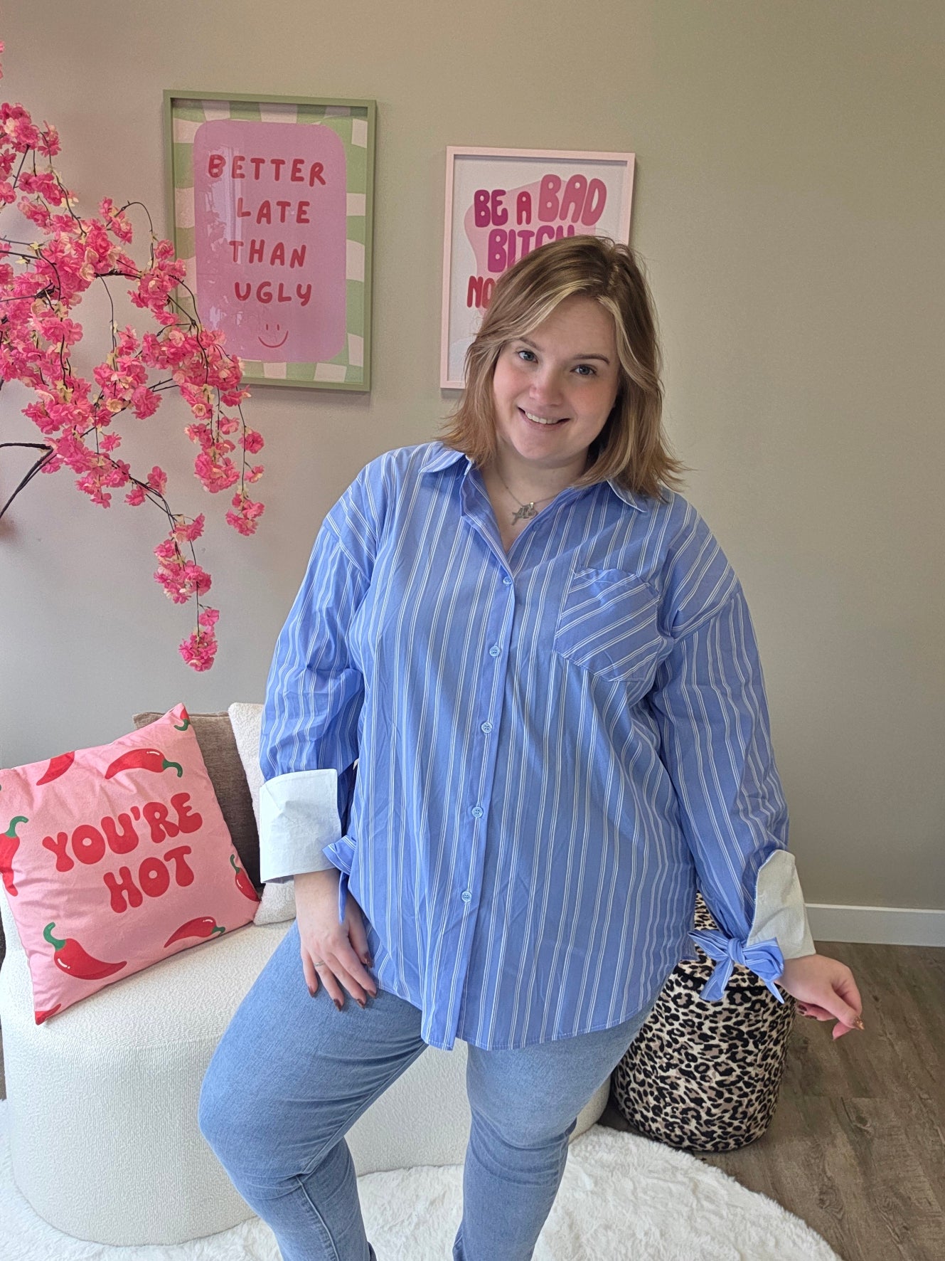 Stripe Blouse met Strikjesmouw (in 3 kleuren)