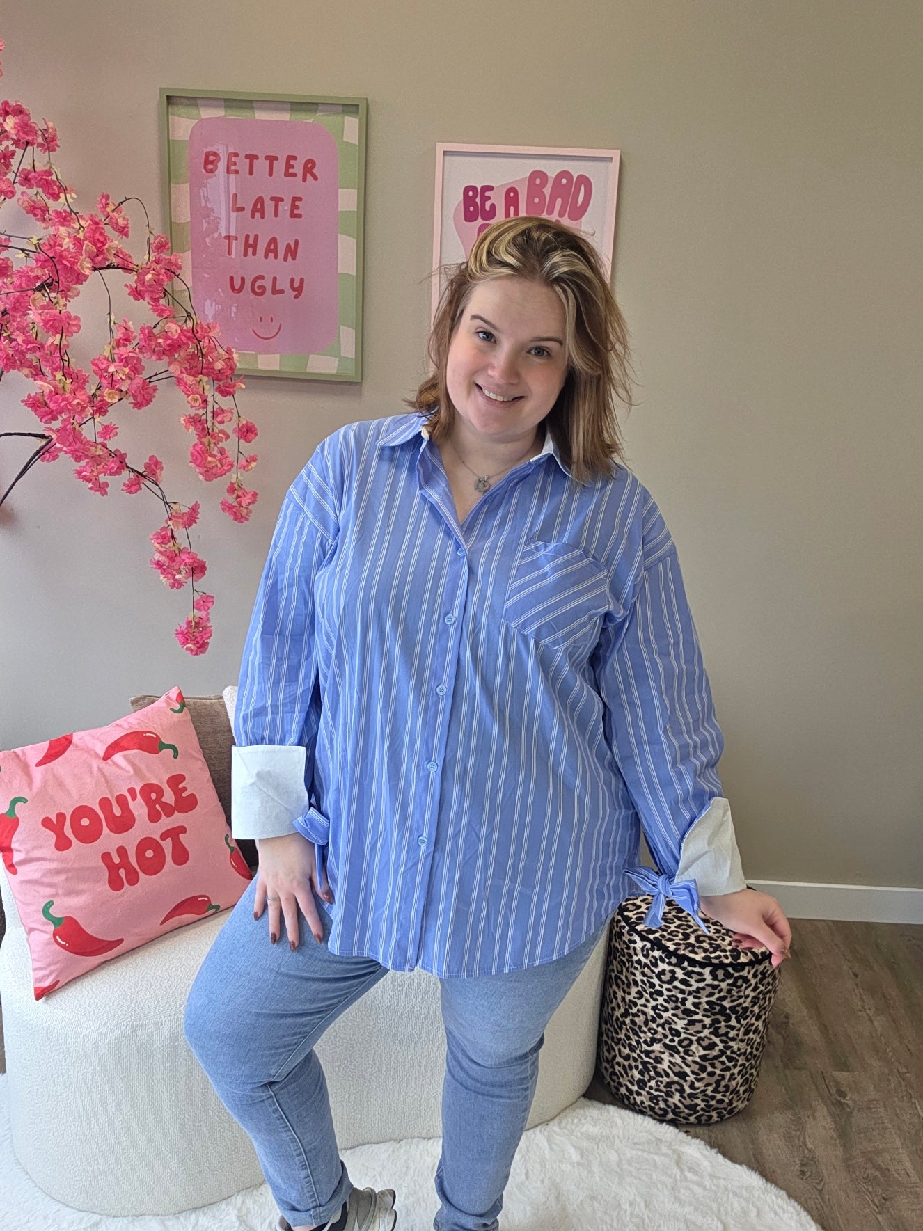 Stripe Blouse met Strikjesmouw (in 3 kleuren)