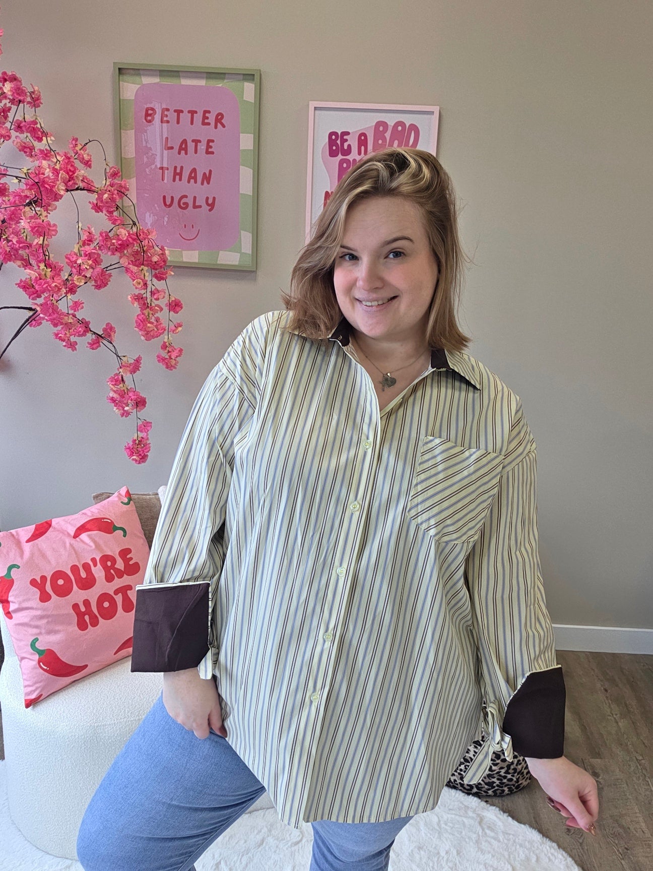 Stripe Blouse met Strikjesmouw (in 3 kleuren)