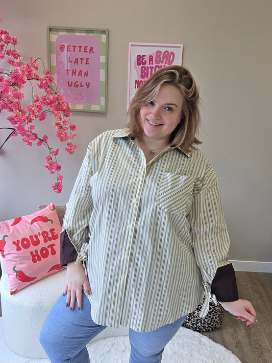 Stripe Blouse met Strikjesmouw (in 3 kleuren)