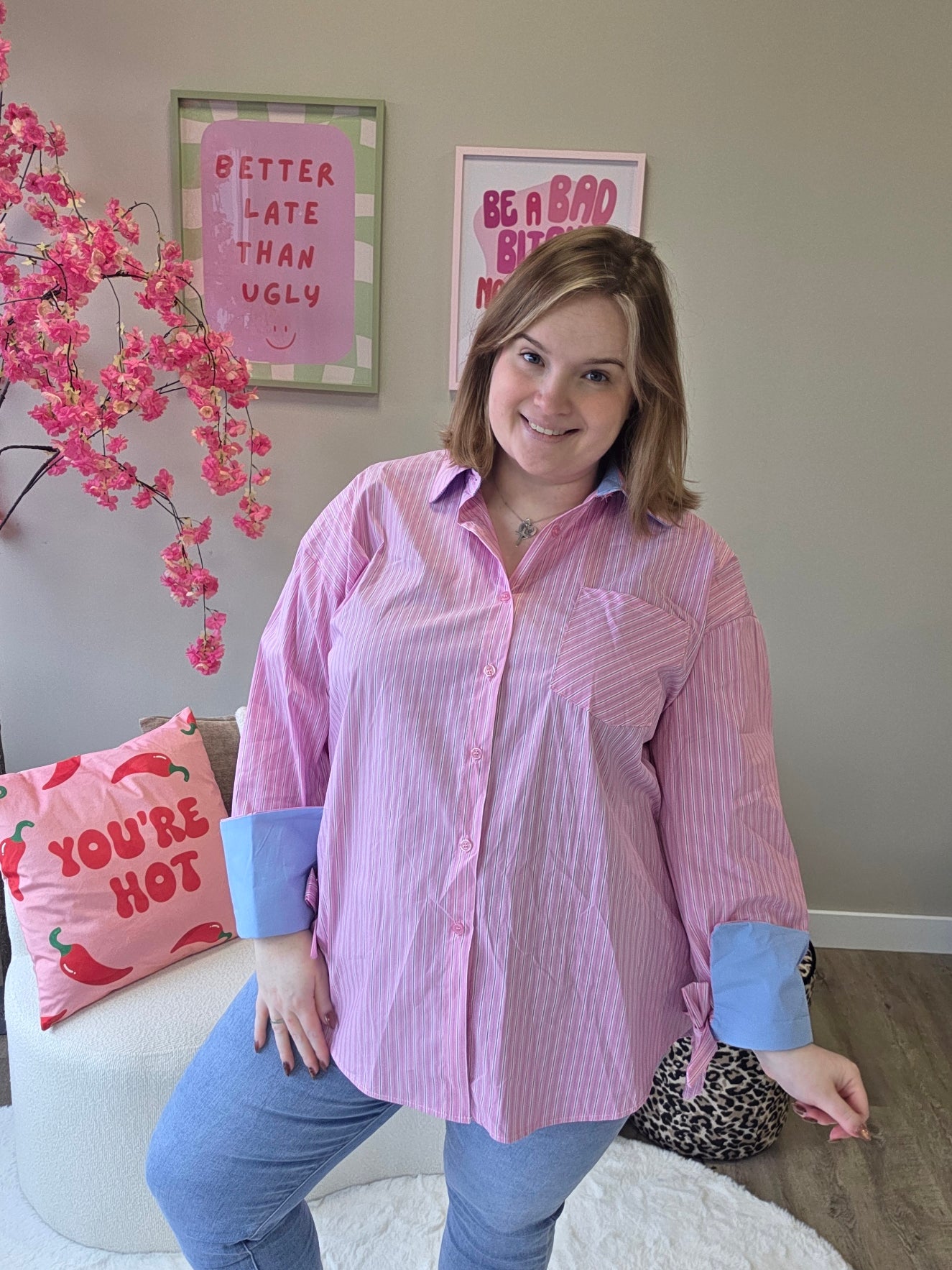 Stripe Blouse met Strikjesmouw (in 3 kleuren)