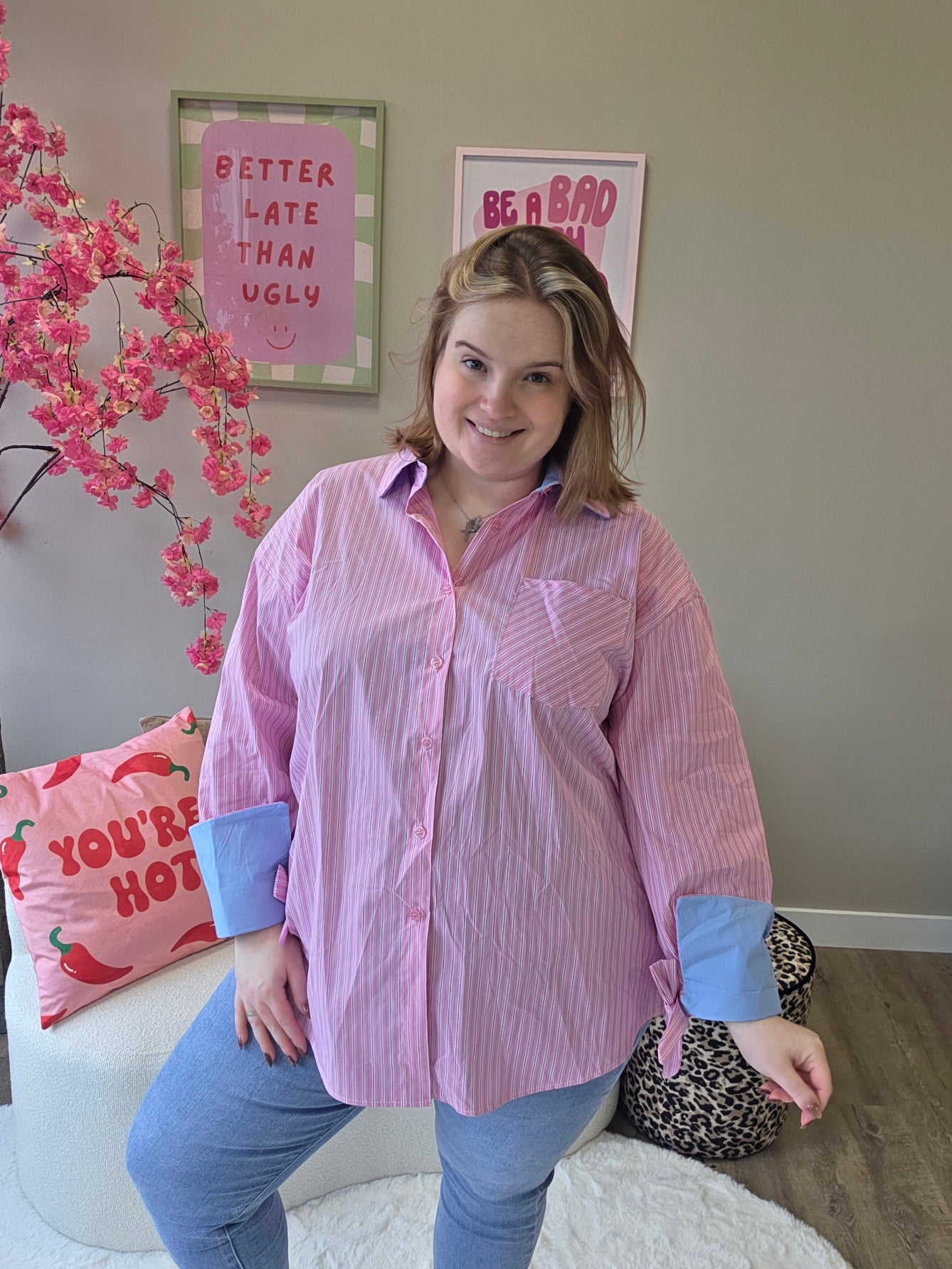 Stripe Blouse met Strikjesmouw (in 3 kleuren)