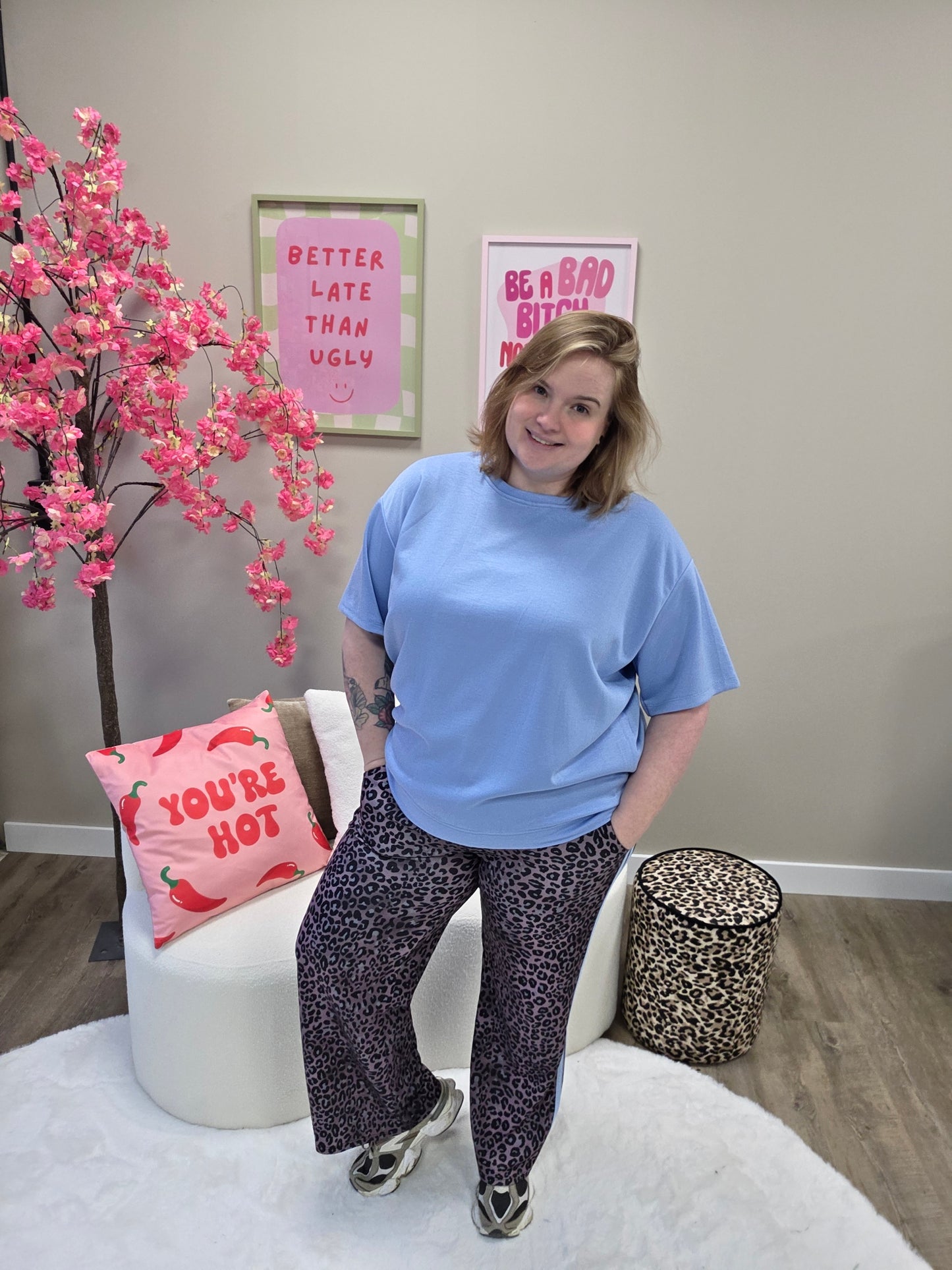 Grijze Panterbroek met bies (in 4 kleuren tot maat 48)