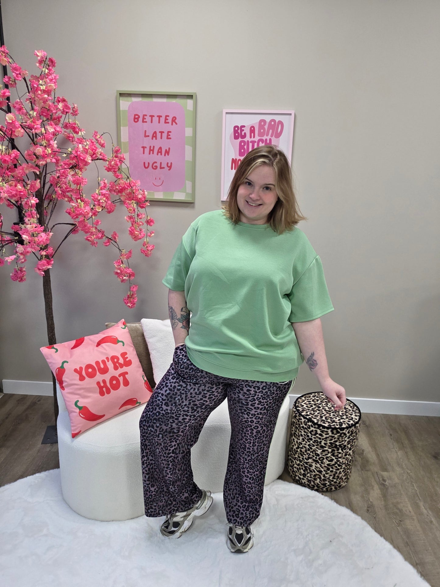 Grijze Panterbroek met bies (in 4 kleuren tot maat 48)