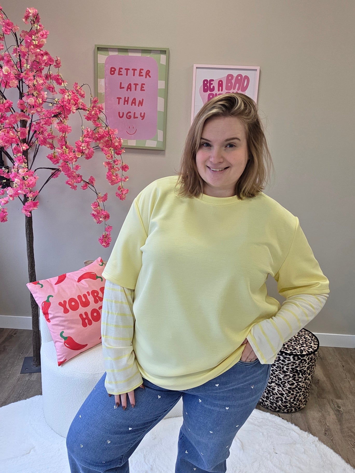 T-Shirt met  streep mouwen (in 3 kleuren)