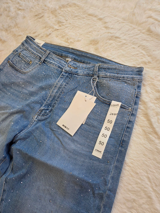 G-Smack Momfit Glitter Jeans Lichtblauw| SM1071-5