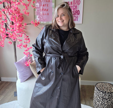 Leather look Trenchcoats (In 3 kleuren)