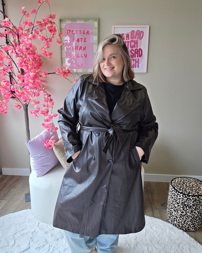 Leather look Trenchcoats (In 3 kleuren)