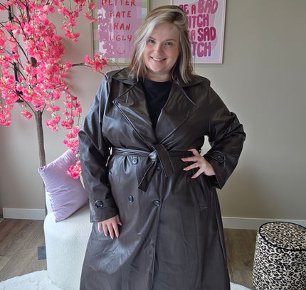 Leather look Trenchcoats (In 3 kleuren)