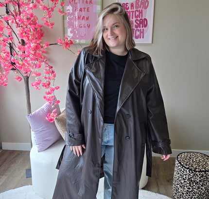 Leather look Trenchcoats (In 3 kleuren)