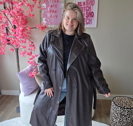 Leather look Trenchcoats (In 3 kleuren)