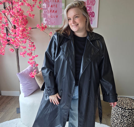 Leather look Trenchcoats (In 3 kleuren)
