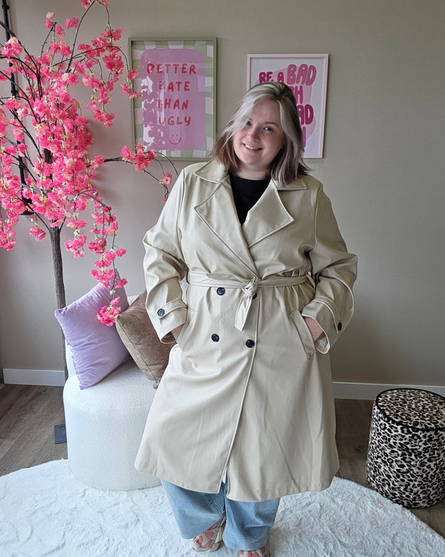 Leather look Trenchcoats (In 3 kleuren)