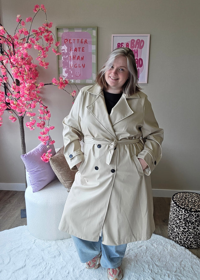 Leather look Trenchcoats (In 3 kleuren)