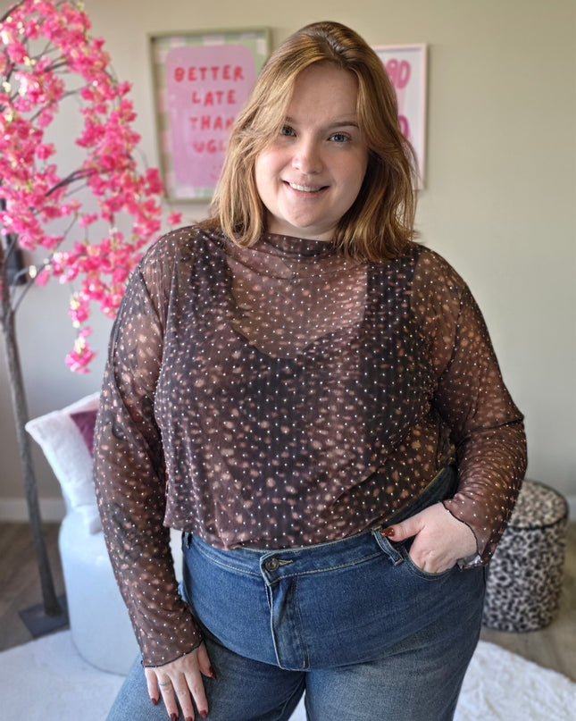 Bambi Mesh tops met rhinestones (In 3 kleuren)
