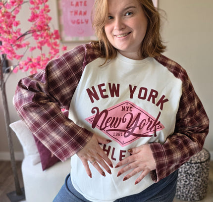 New york ruit mouw katoen TOT 52(In 4 kleuren)