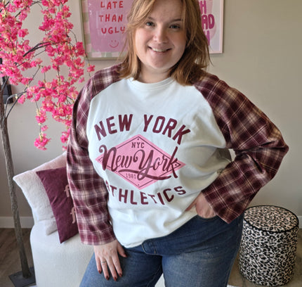 New york ruit mouw katoen TOT 52(In 4 kleuren)
