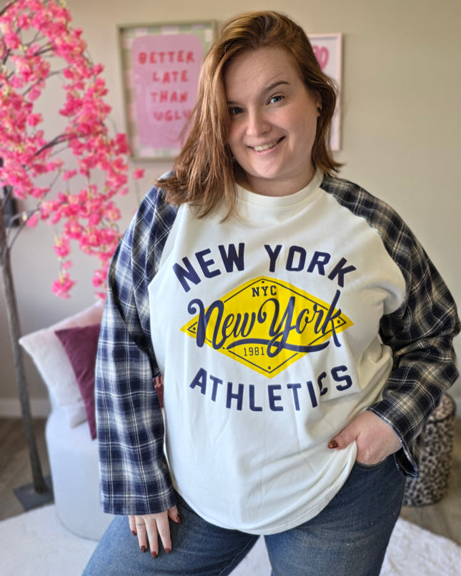 New york ruit mouw katoen TOT 52(In 4 kleuren)