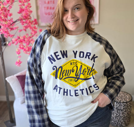 New york ruit mouw katoen TOT 52(In 4 kleuren)