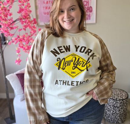 New york ruit mouw jog stof TOT MAAT 48 (In 4 kleuren)
