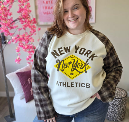 New york ruit mouw jog stof TOT MAAT 48 (In 4 kleuren)
