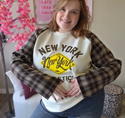 New york ruit mouw jog stof TOT MAAT 48 (In 4 kleuren)