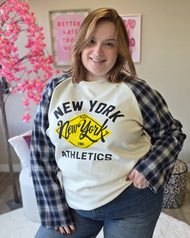 New york ruit mouw jog stof TOT MAAT 48 (In 4 kleuren)