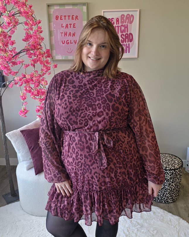 Leopard mesh dress (In 2 kleuren)