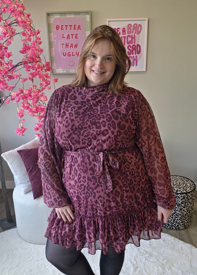 Leopard mesh dress (In 2 kleuren)
