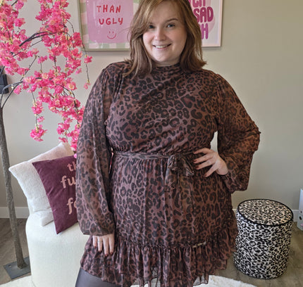 Leopard mesh dress (In 2 kleuren)