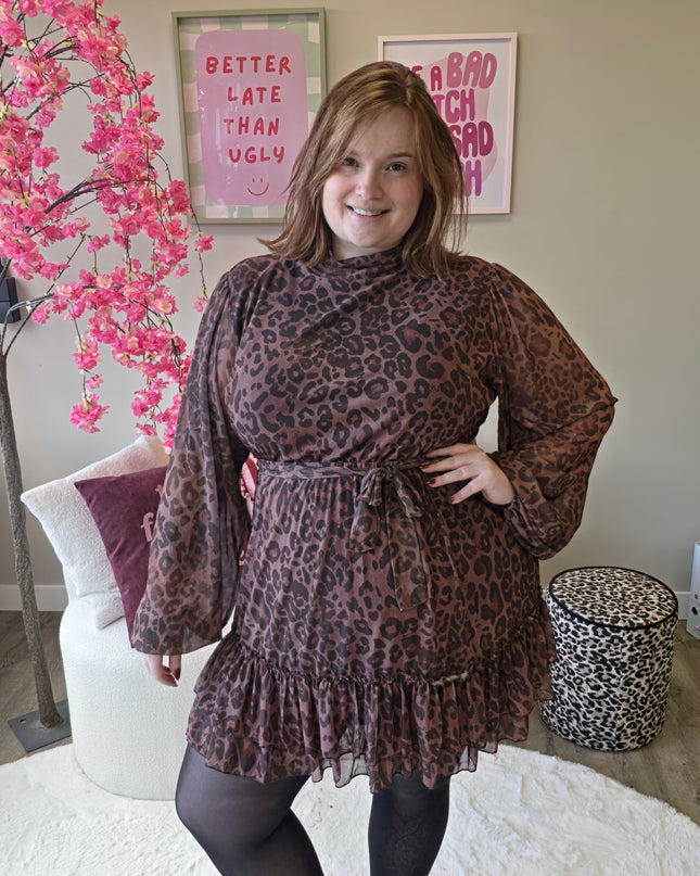Leopard mesh dress (In 2 kleuren)