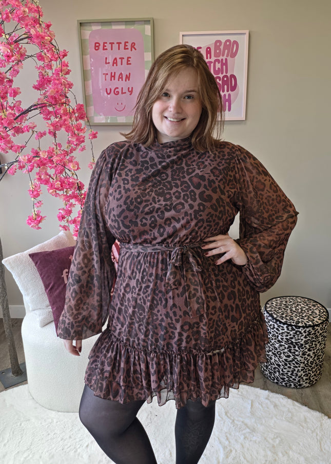 Leopard mesh dress (In 2 kleuren)