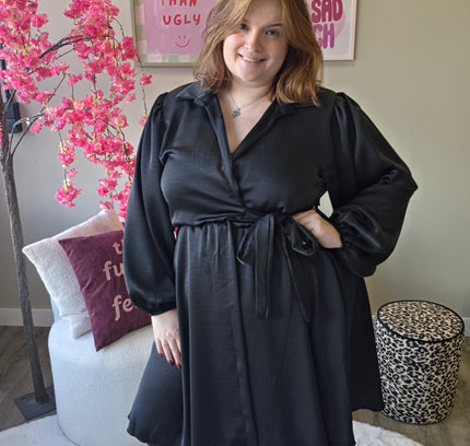 Satin look wikkeljurk kort (In 5 kleuren)