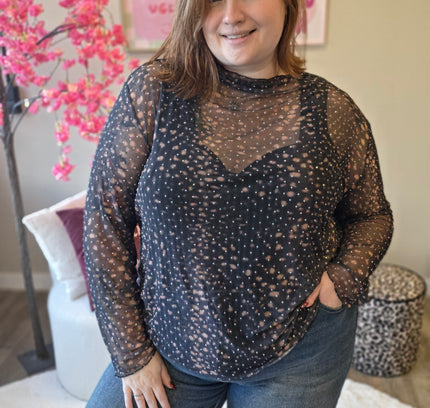 Bambi Mesh tops met rhinestones (In 3 kleuren)